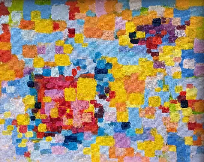 Contemporary Abstract Multi-Color Acrylic Painting Modern Art Wall Hanging