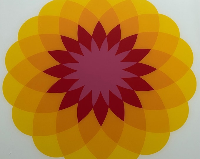 Vintage Abstract TURNER Reverse Painting Glass Mid Century Modern Art 70s Flower