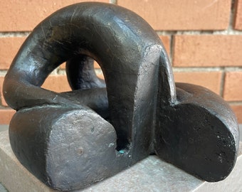 Unique Vintage Abstract Bronze Sculpture Curvy Mid Century Modern Art 1960s MCM Metal