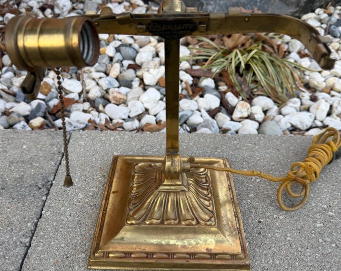 Vintage Adjustable Brass Metal EMERALITE Banker Lamp Base 8734 Lighting No Shade