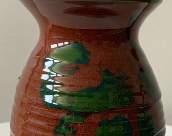 Vintage  Hand Painted 70s Lidded Jar Stoneware Ceramic Studio Pottery Deyoe Frith Mid Century Modern