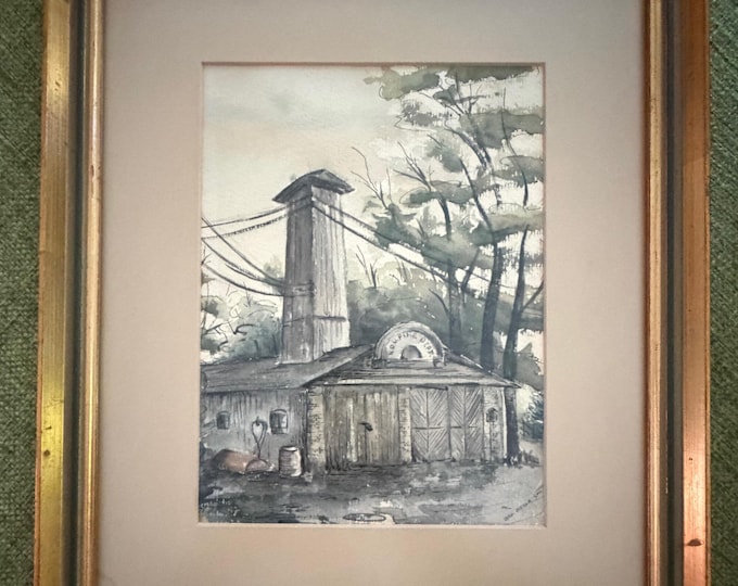 Vintage BROTHER MEL MEYER Watercolor Painting Architecture Landscape Modern Art Wall Hanging - 3