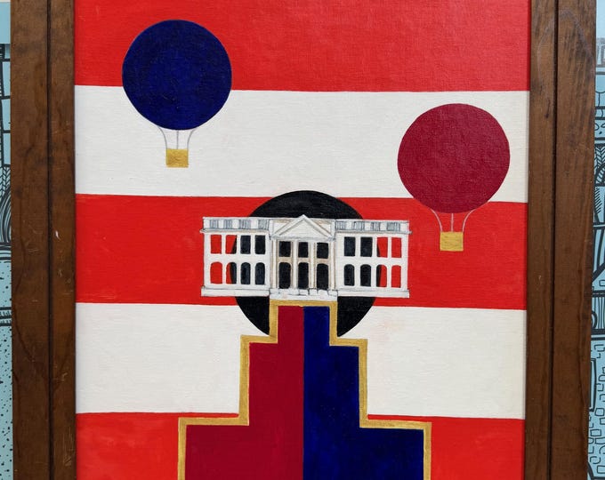 Vintage Abstract Abstract Geometric Acrylic Painting Modern Signed REM Menges