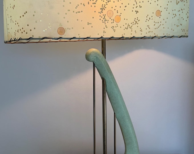 Vintage MCM Biomorphic Abstract Chalkware Lamp Fiberglass Shade 50s Mid Century Modern DBW