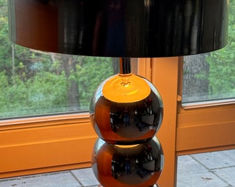 Vintage 70s Stacked Chrome Ball Lamp Metal Dome Shade Kovacs Modern Lighting MCM