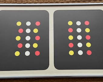 Vintage 80s Black Red Yellow White Dots Collage Modern Art Wall Hanging Signed
