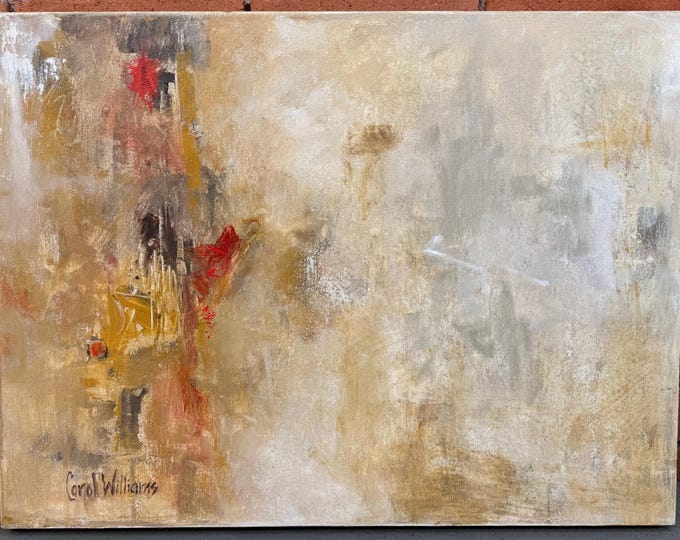 Vintage Abstract Oil Painting Modern Art Wall Hanging Signed Carol Williams