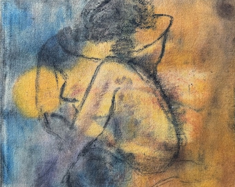 Vintage 70s Nude Naked Women Study Canvas Paintings Modern Art Signed Double Sided A