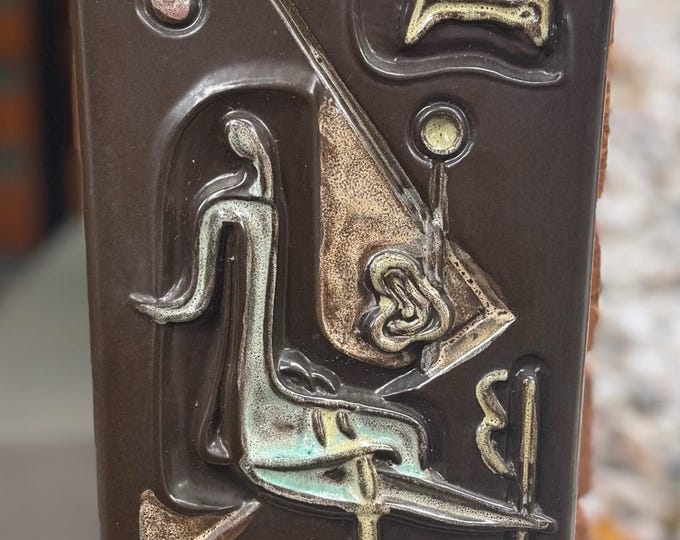 Vintage MCM 1950s Abstract Figural Pottery Lamp Mid Century Modern Lighting