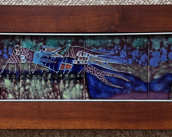 MCM Harris Strong Abstract Ceramic Tile Wall Hanging Mid Century Modern Vintage 60s