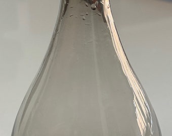 Vintage Empoli Smoke Gray 10" Glass Pedestal Vase Italy Modern MCM Glassware Italy