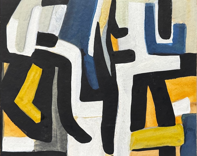Vintage Abstract Shapes Oil Painting Modern Art SHOEmaker MCM Mid Century
