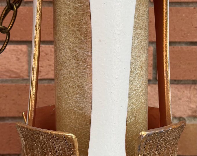 Vintage MCM Ceramic Fiberglass Swag Light Fixture Lamp Mid Century Modern 1960s