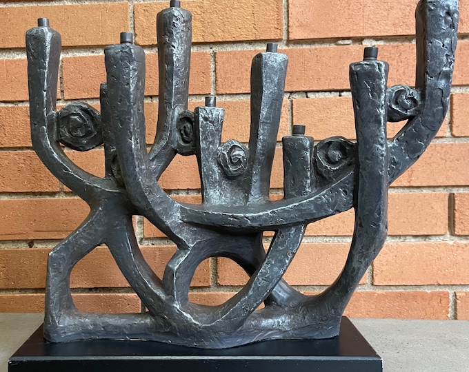 Vintage 1970s Abstract Menorah Candle Holder Modern Figural Austin Prod. Sever