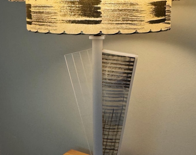 Vintage MCM Acrylic Lamp Fibrerglass Shade Mid Century Modern Lighting 50s 60s