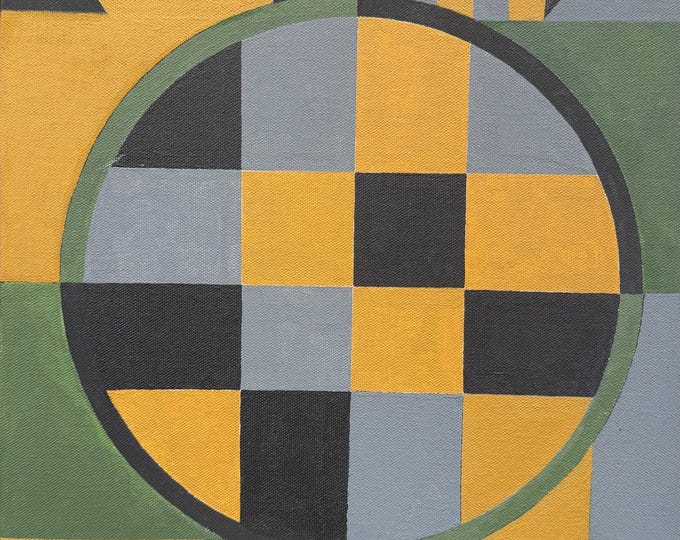 Vintage Geometric Shapes / Abstract Acrylic Canvas Board Painting Multi-Color Modern Art Wall Hanging Timothy Long 70s (9)