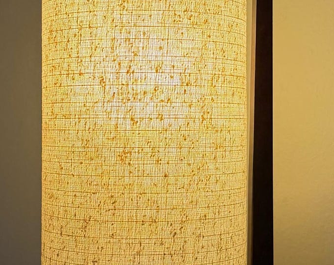 Vintage 1960s MCM Wood Lamp Textile Cylinder Shade Mid Century Modern Lighting