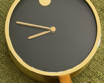 Round Vintage Brass Metal HOWARD MILLER Desk Clock Mid Century MCM Modern