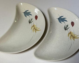 Vintage Franciscan Autumn Crescent Salad Plates Dinnerware Earthenware 50s x2