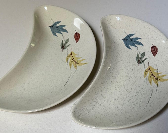 Vintage Franciscan Autumn Crescent Salad Plates Dinnerware Earthenware 50s x2