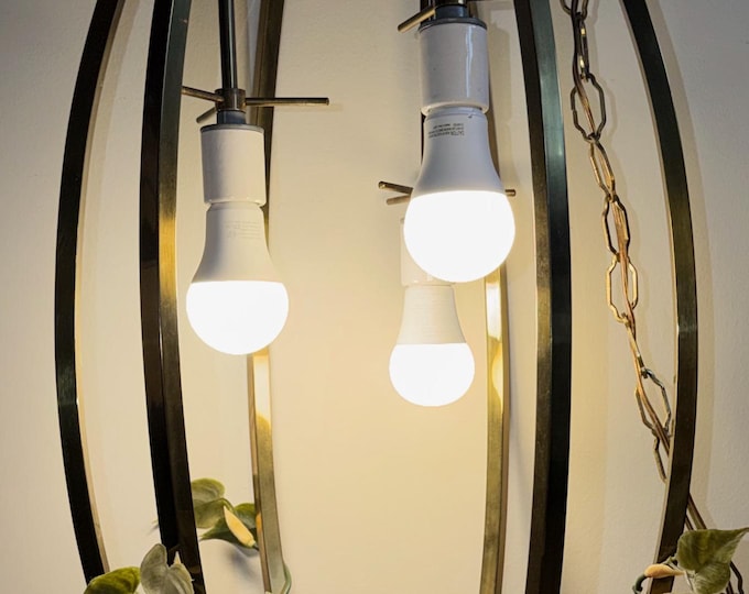 Vintage MCM 1960s Hanging Pendant Light Fixture Brass Mid Century Modern Lighting