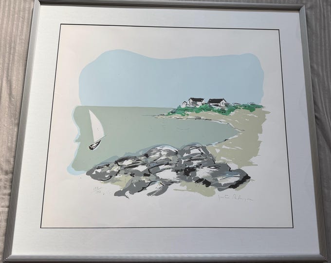 Vintage Justin Palmyra Screen Print Seaside Modern Art Signed Numbered Modern 70s 2