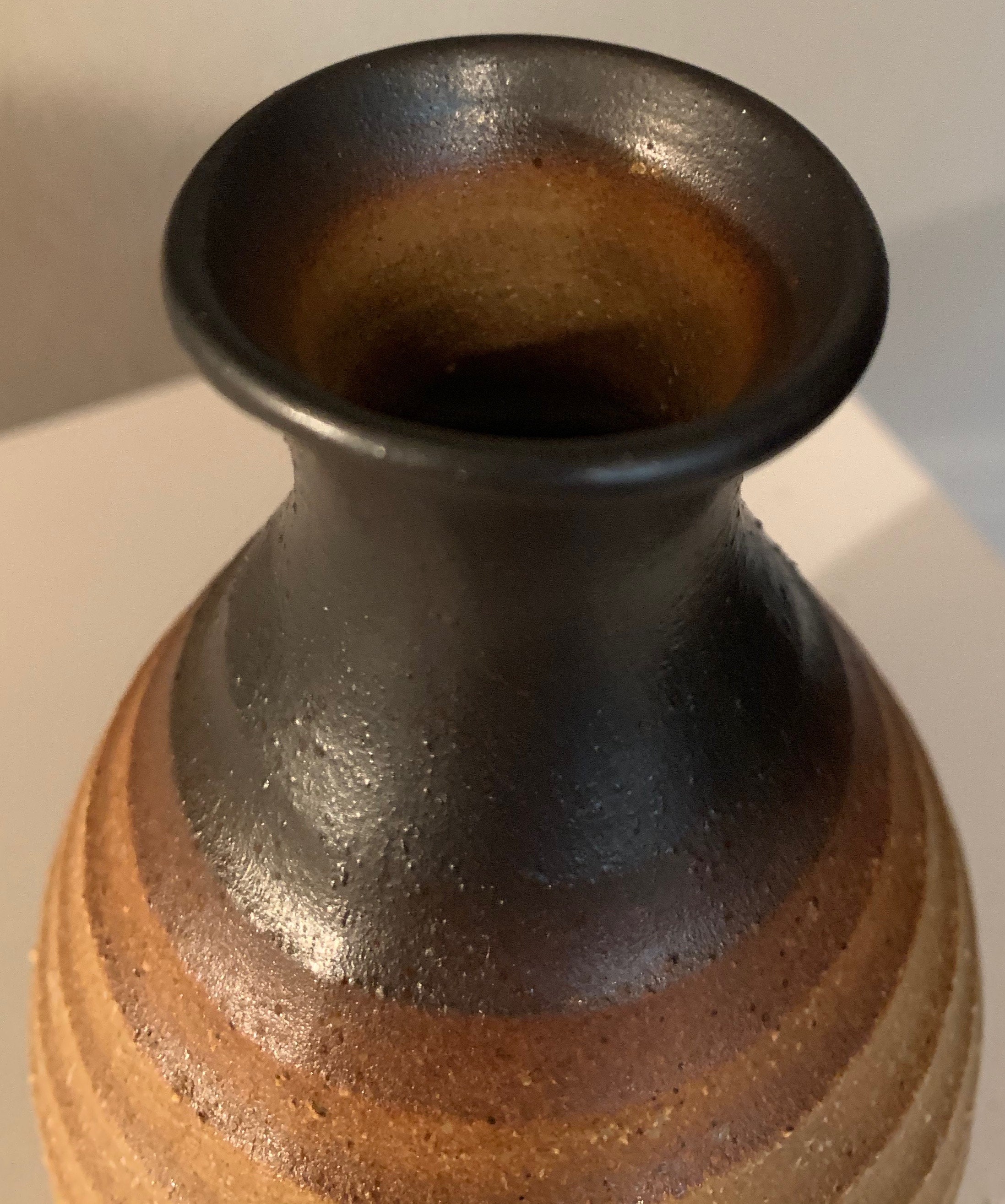 Nice Vintage 1970s Ribbed Ceramic Stoneware Bud Vase Mid Century Modern