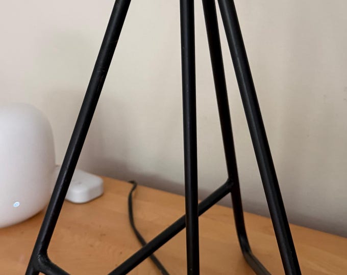 Vintage MCM Black Metal Iron Tripod Lamp Mid Century Modern Lighting Atomic Era 1950s -1