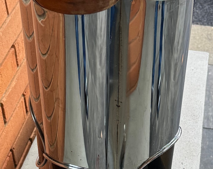 Vintage Chrome Cylinder Wood Clover Lamp Mid Century Modern MCM Lighting 60s 70s