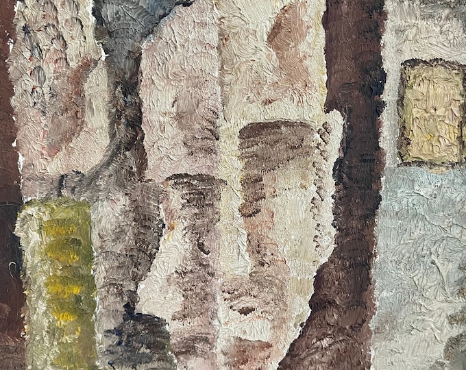Amazing Vintage 1960s Abstract Cubist Figural Painting Mid Century Modern Wall Hanging Art Tom Hobdy