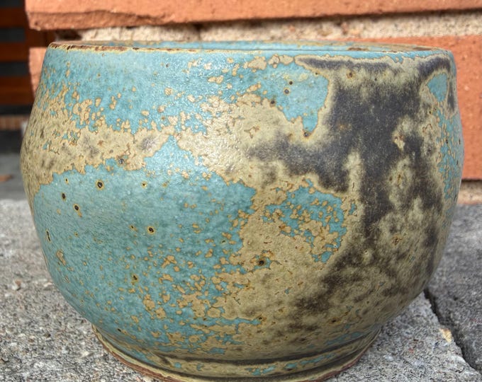 Vintage Multi-Color Stoneware Ceramic Pot Studio Pottery Modern Signed Handmade