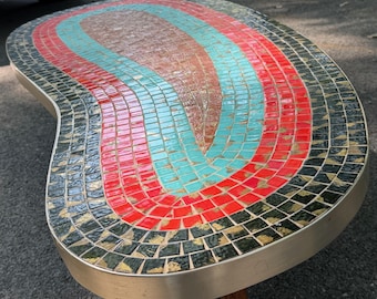 Vintage MCM Ceramic Tile Mosaic Coffee Table Mid Century Modern Amoeba 50s 60s