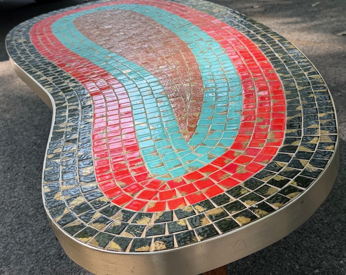 Vintage MCM Ceramic Tile Mosaic Coffee Table Mid Century Modern Amoeba 50s 60s