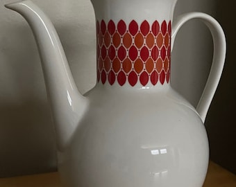 Vintage Melitta Germany Red Orange Tea Pot + Lid Dinnerware Kitchenware Modern