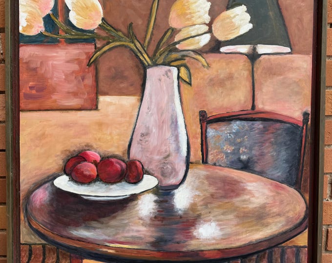 Vintage Flowers Fruit Still Life Oil Painting Modern Art Wall Hanging Hackmann