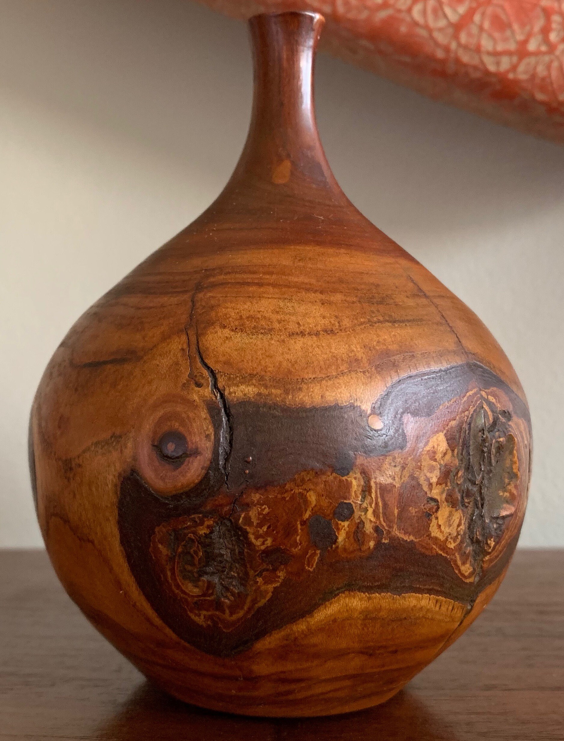 Beautiful Vintage 70s Decorative Hand Turned Sculptural Wood Vase