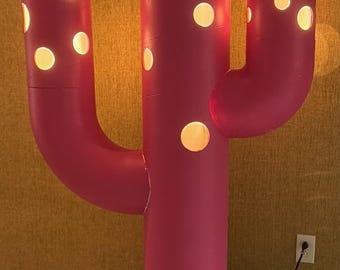 Modern Pop Art Cactus Floor Lamp Pink Green Cardboard Wood Window Display OOAK Local Pick-Up Only