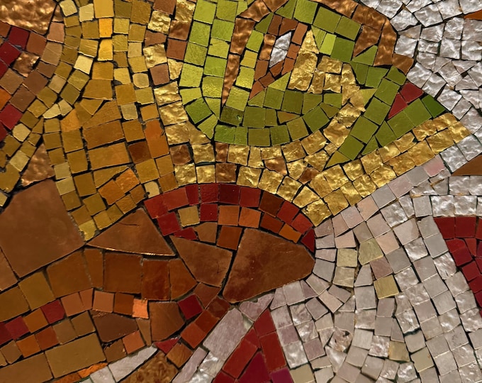 Large Abstract Vintage Tile Mosaic Art Wall Hanging Figural Woman 60s 70s