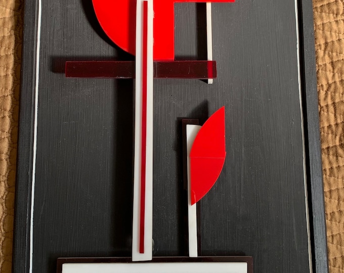 Vintage 60s Abstract Geometric Plexiglass Sculpture Wall Hanging Mid Century Modern Signed E.H. Ryan