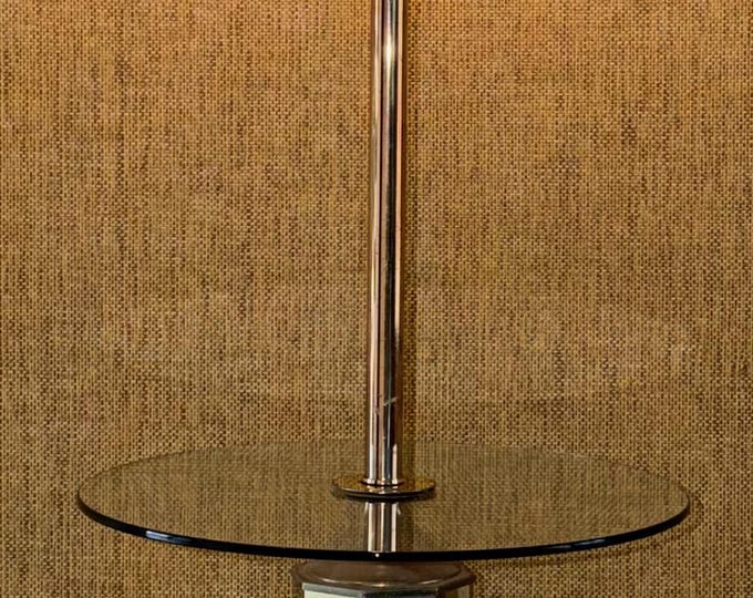 Vintage CLOVER Floor Lamp Brass Metal + Glass Table Hollywood Regency Lighting LOCAL ONLY