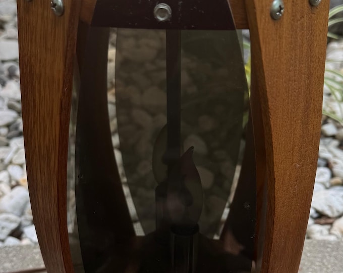 Vintage MCM LAWRIN Bent Walnut Acrylic Table Lamp Modern Lighting 1970s 3-Way