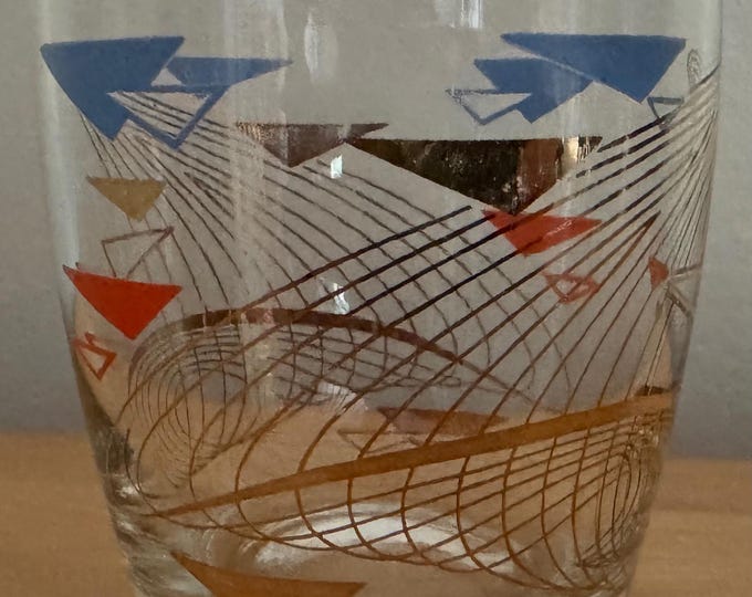 Vintage ANCHOR HOCKING Abstract Geometric Glass Mid Century Modern Futuristic