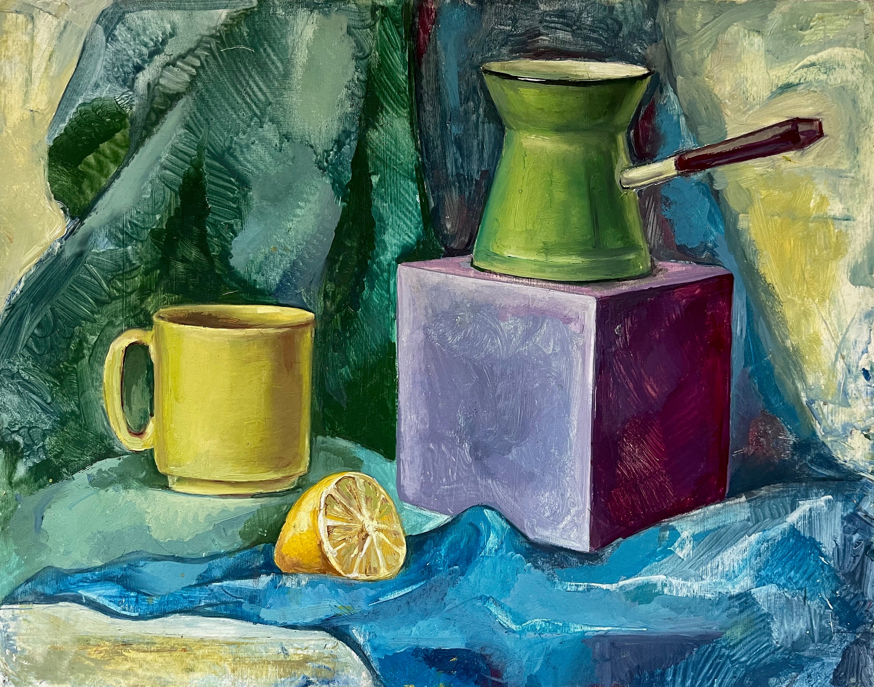 Colorful Vintage Still Life Painting Modern Art Wall Hanging Lemon ...