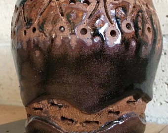 Unusual Vintage 60s 70s Ceramic Stoneware Decorative Vase Retro Mid Century Modern Sixties Seventies