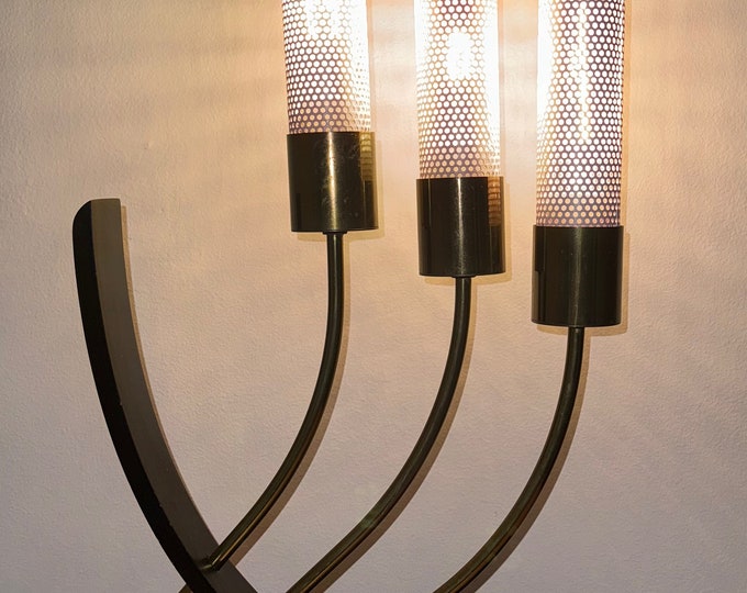 Vintage 1950s MAJESTIC Lamp Pierced Metal Shades Mid Century Modern MCM Lighting