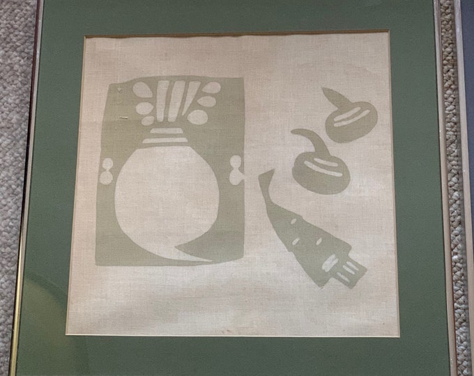 Vintage 70s Batik Cloth Textile Fiber Art Wall Hanging Mid Century Modern - C