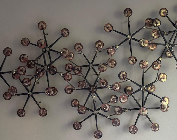 Vintage Sculptural Metal Brutalist Modern Wall Art Signed Syd Godfrey 1970s