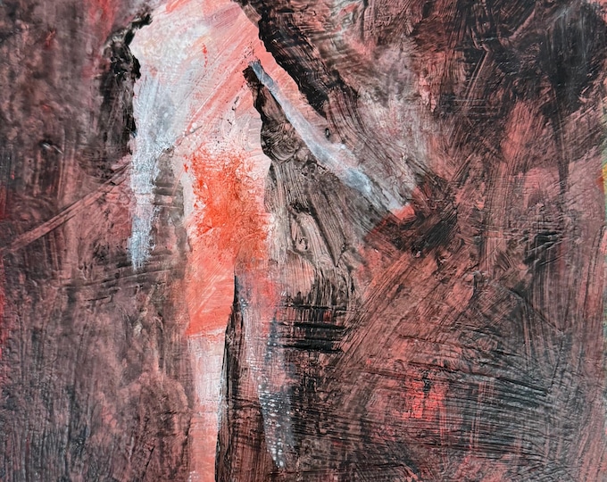 Vintage Abstract White Figural Acrylic Painting Modern Art Wall Hanging Virginia Witt