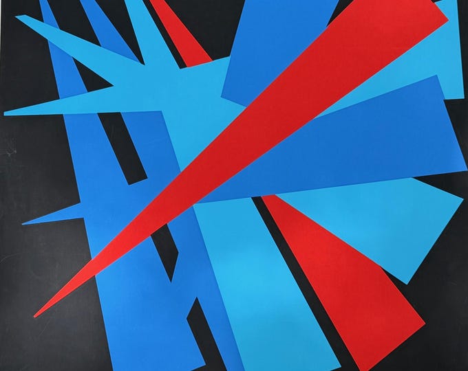 Vintage MCM Abstract Geometric Screen Print Mid Century Modern A/P Laura Marquez 60s