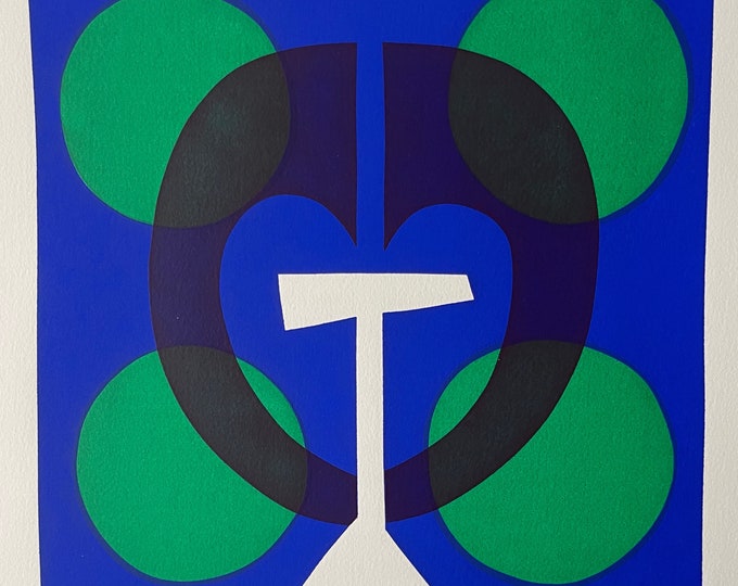 Vintage 1960s Ronald King Abstract Silkscreen Print Art MCM Canterbury Tales Alecto Press Limited Edition Signed Chaucer